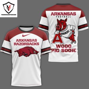 Arkansas Razorbacks Woo Pig Sooie 3D T-Shirt – White