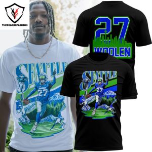 Seattle Seahawks Tariq Woolen 27 3D T-Shirt – Black