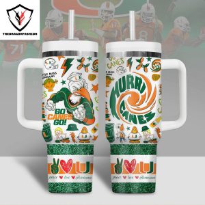 Miami Hurricanes Football Go Canes Go Tumbler with handle and straw