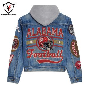 Alabama Crimson Tide Football Design Hooded Denim Jacket