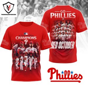 Philadelphia Phillies 2024 National League East Champions – Go Phillies Red October 3D T-Shirt