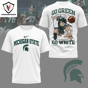 Michigan State Spartans Go Green Go White 3D T-Shirt – Black