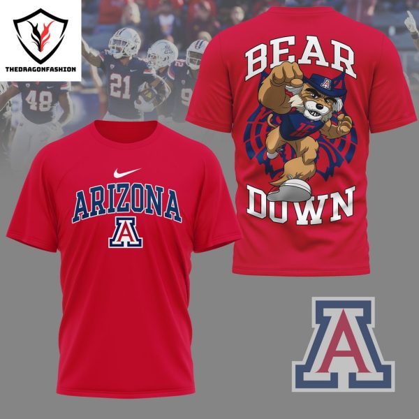 Arizona Wildcats Bear Down 3D T-Shirt – Red