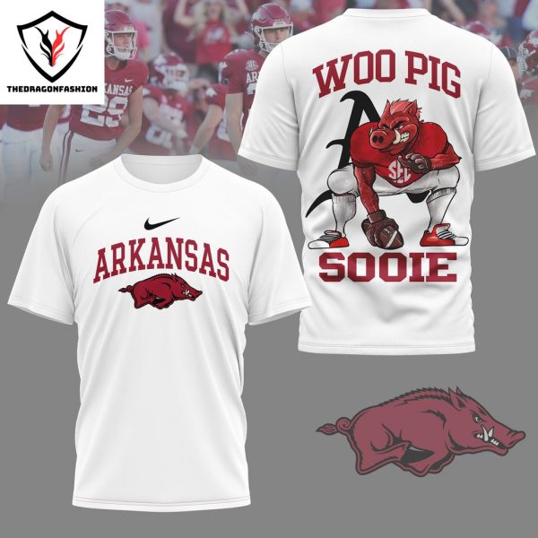 Arkansas Razorbacks Woo Pig Sooie 3D T-Shirt – White