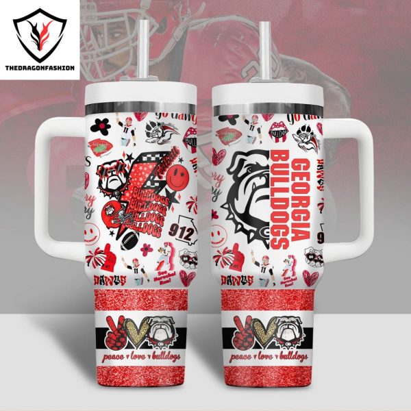 Georgia Bulldogs Peace Love Bulldogs Tumbler With Handle And Straw