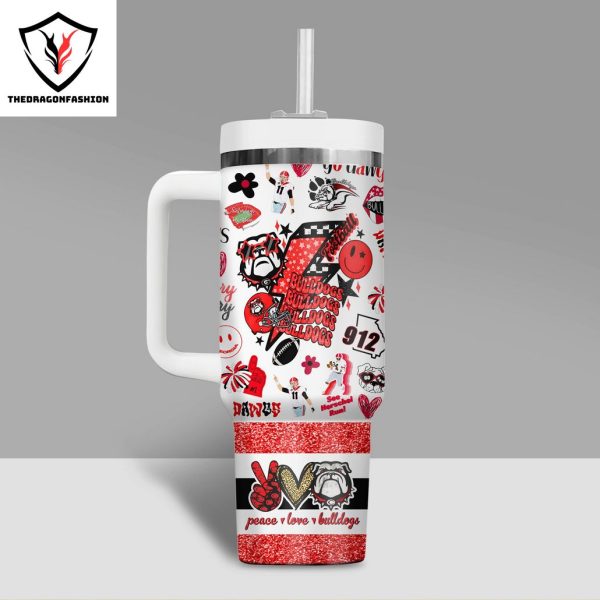 Georgia Bulldogs Peace Love Bulldogs Tumbler With Handle And Straw