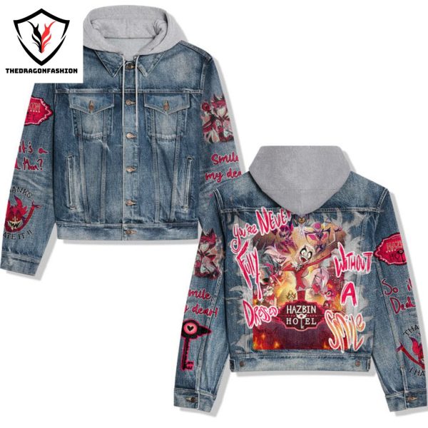 Hazbin Hotel  Without A Smile Hooded Denim Jacket