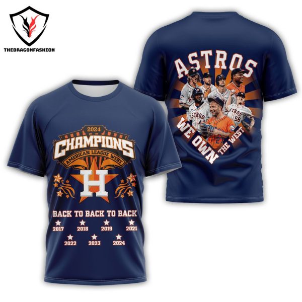 Houston Astros We Own The West 2024 Champions American League West 3D T-Shirt