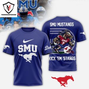 SMU Mustangs Kick Em Stangs 3D T-Shirt – Blue