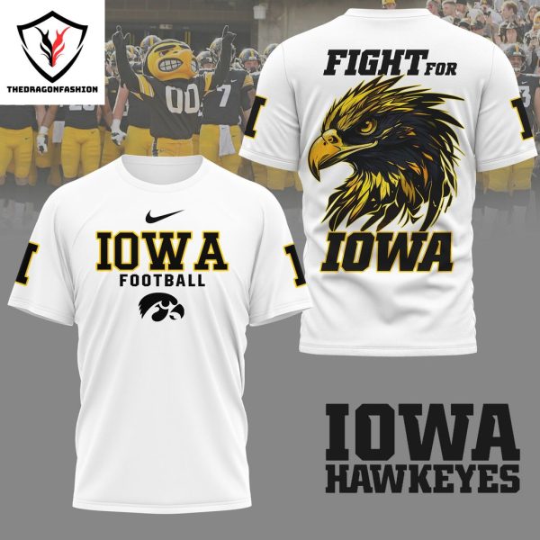 Iowa Hawkeyes Football Fight For Iowa 3D T-Shirt – White