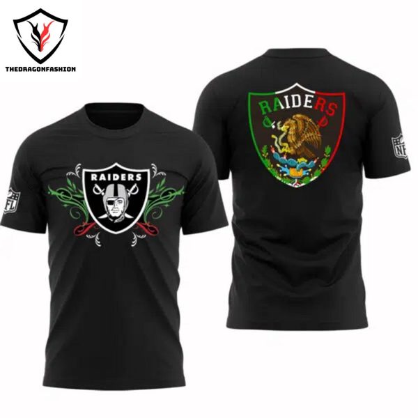 Las Vegas Raiders 2024 Mexico Is Independence Day 3D T-Shirt