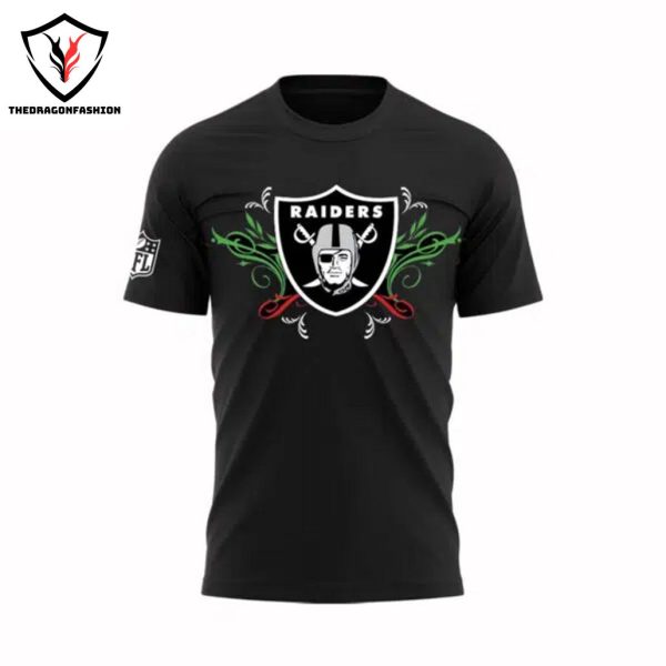 Las Vegas Raiders 2024 Mexico Is Independence Day 3D T-Shirt