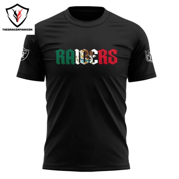 Las Vegas Raiders 2024 Mexico Is Independence Day 3D T-Shirt – Black