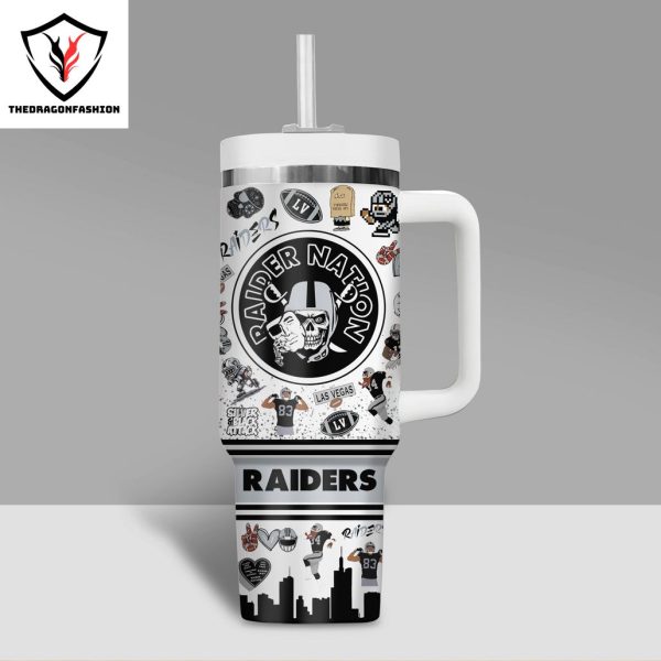 Las Vegas Raiders Nation Tumbler With Handle And Straw