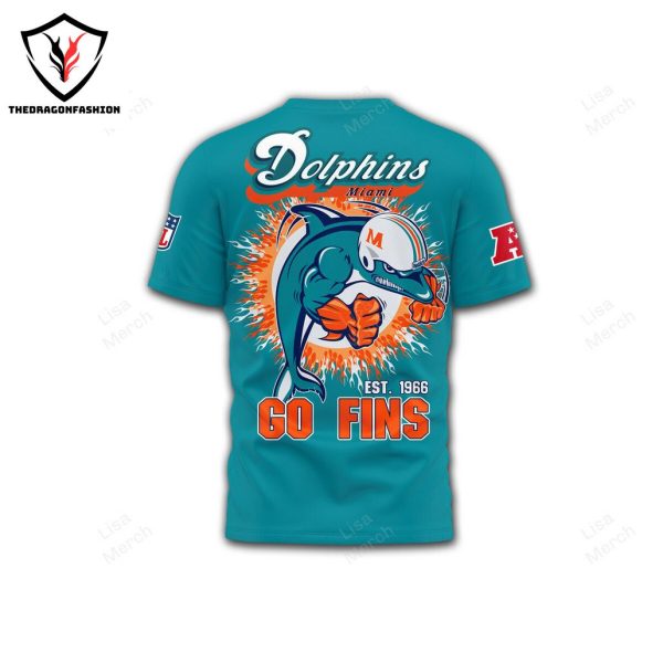 Miami Dolphins Go Fins Design 3D T-Shirt