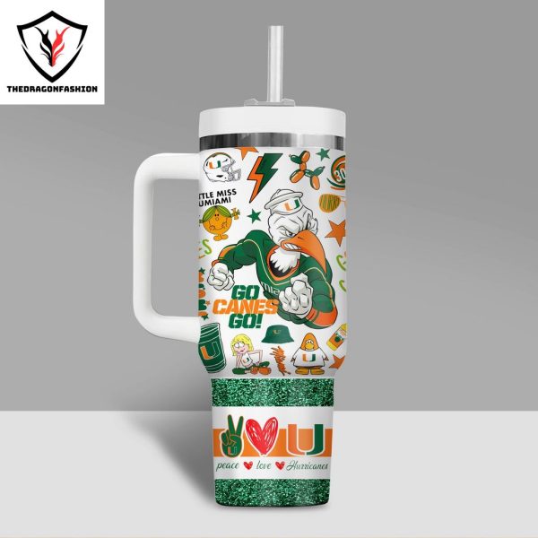 Miami Hurricanes Football Go Canes Go Tumbler with handle and straw