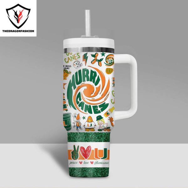 Miami Hurricanes Football Go Canes Go Tumbler with handle and straw