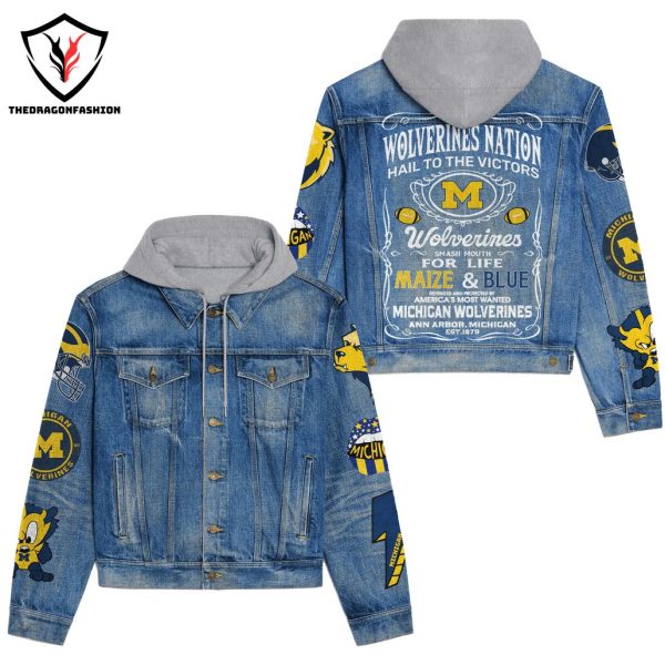 Michigan Wolverines – Wolverines Nation Hail To The Victors Hooded Denim Jacket