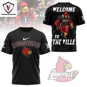 Louisville Cardinals WelcomeTo The Ville 3D T-Shirt – Black