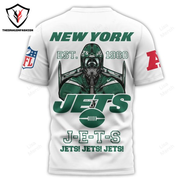 New York Jets Est 1960 J-E-T-S 3D T-Shirt – White