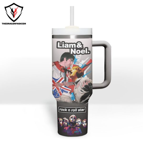 Oasis Liam & Noel Rock N Roll Star Tumbler With Handle And Straw