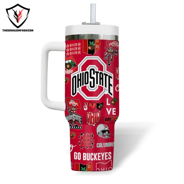 Ohio State Buckeyes Go Buckeyes Tumbler With Handle And Straw