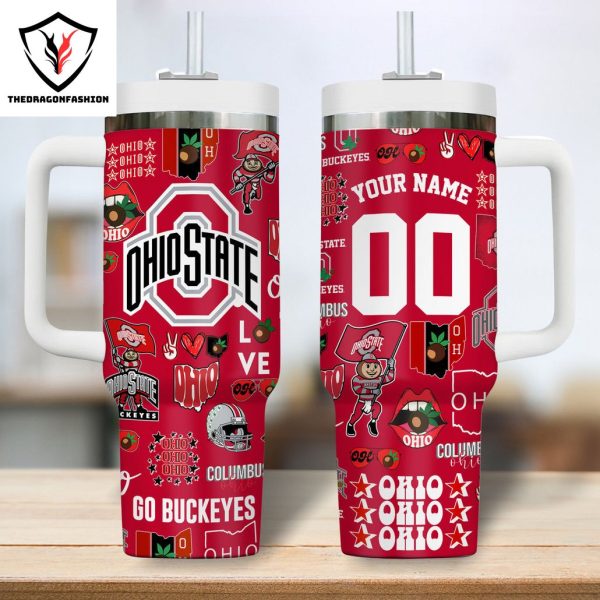 Ohio State Buckeyes Go Buckeyes Tumbler With Handle And Straw