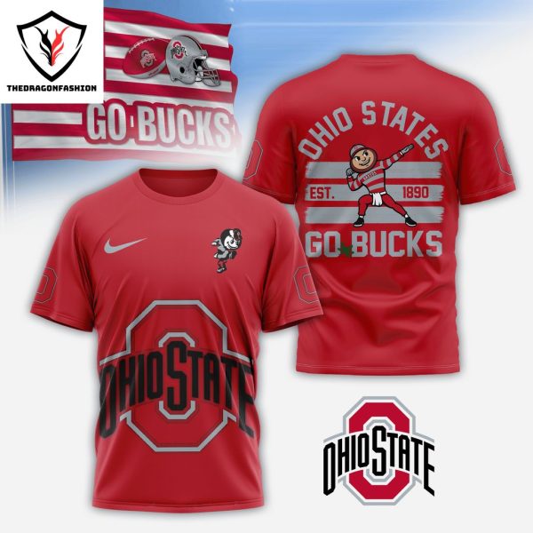 Ohio State Buckeyes Go Bucks Est 1890 3D T-Shirt – Red