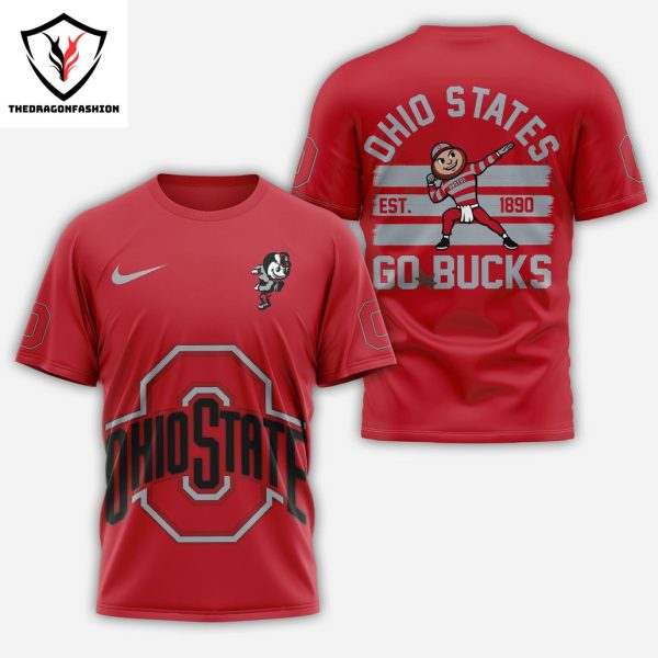 Ohio State Buckeyes Go Bucks Est 1890 3D T-Shirt – Red