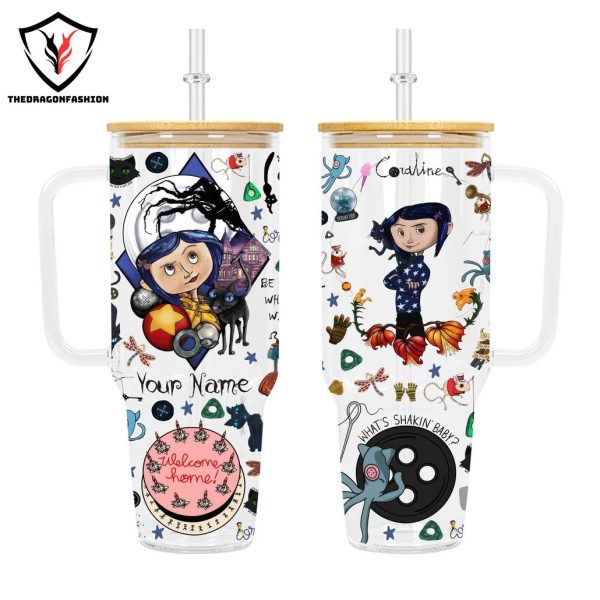 Personalized Coraline Welcome Home Tumbler With Handle And Straw