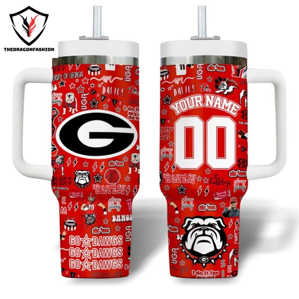 Personalized Georgia Bulldogs Go Dawgs Tumbler With Handle And Straw