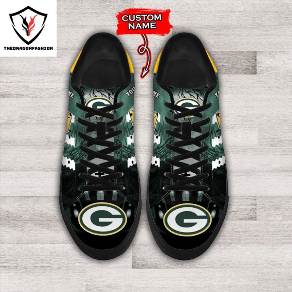 Personalized Green Bay Packers Happy Halloween Stan Smith Shoes – Black