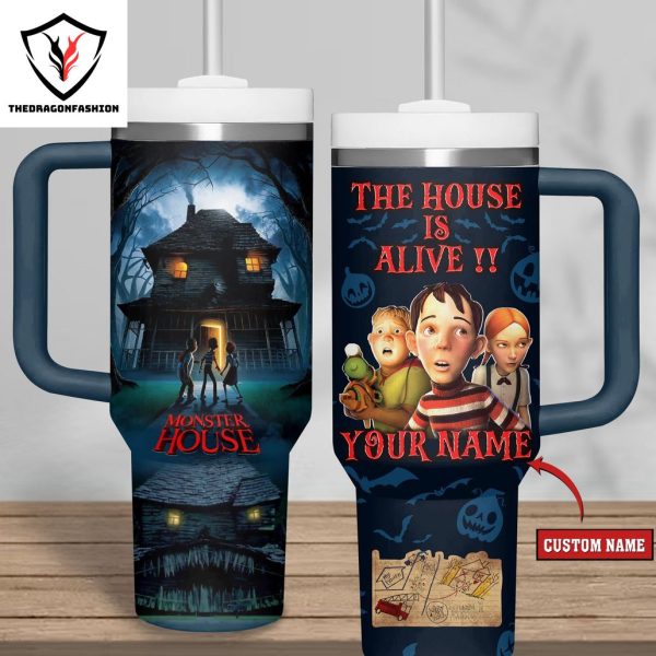 Personalized Monster House – The House Is Alive Tumbler With Handle And Straw