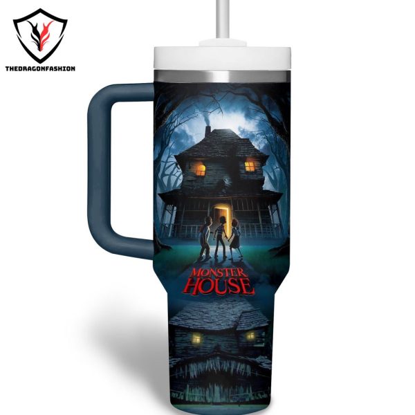 Personalized Monster House – The House Is Alive Tumbler With Handle And Straw