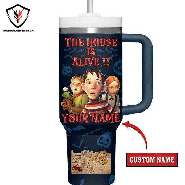 Personalized Monster House – The House Is Alive Tumbler With Handle And Straw