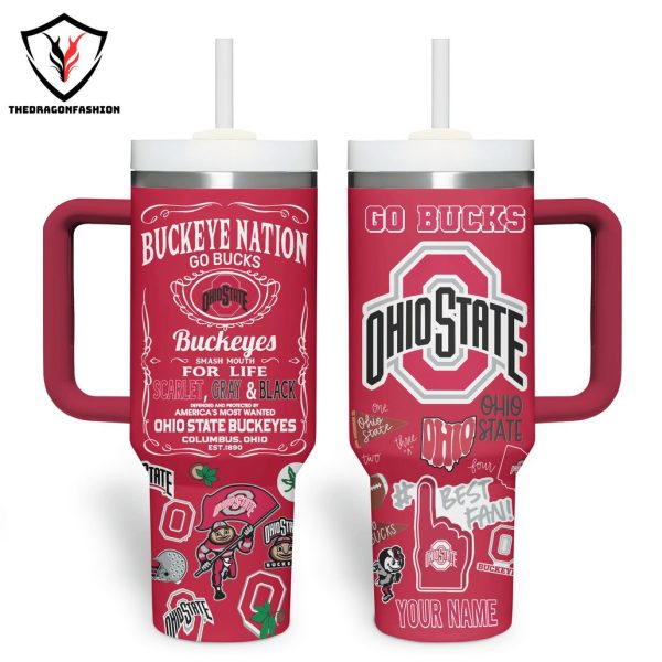 Personalized Ohio State Buckeyes Go Bucks Tumbler With Handle And Straw