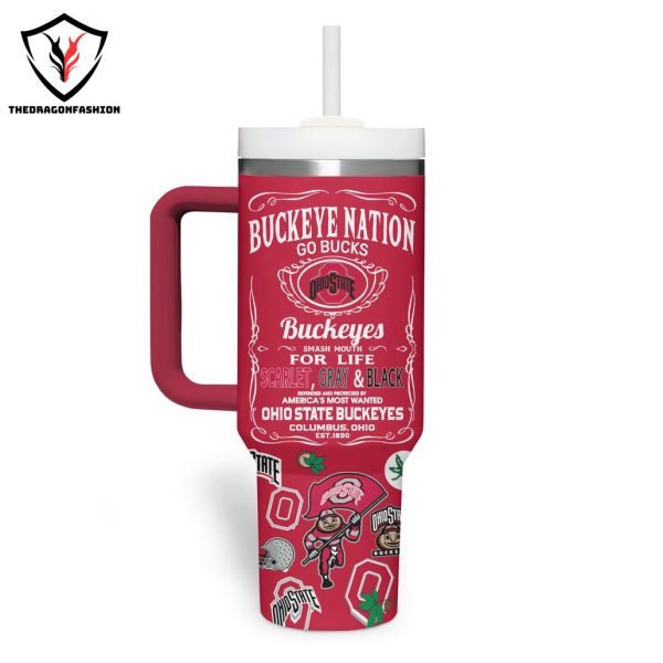 Personalized Ohio State Buckeyes Go Bucks Tumbler With Handle And Straw