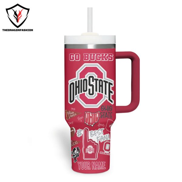 Personalized Ohio State Buckeyes Go Bucks Tumbler With Handle And Straw