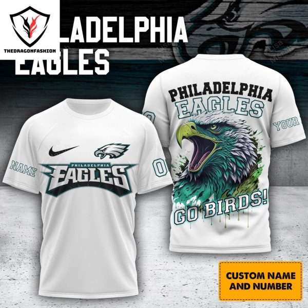 Personalized Philadelphia Eagles Go Birds 3D T-Shirt – White