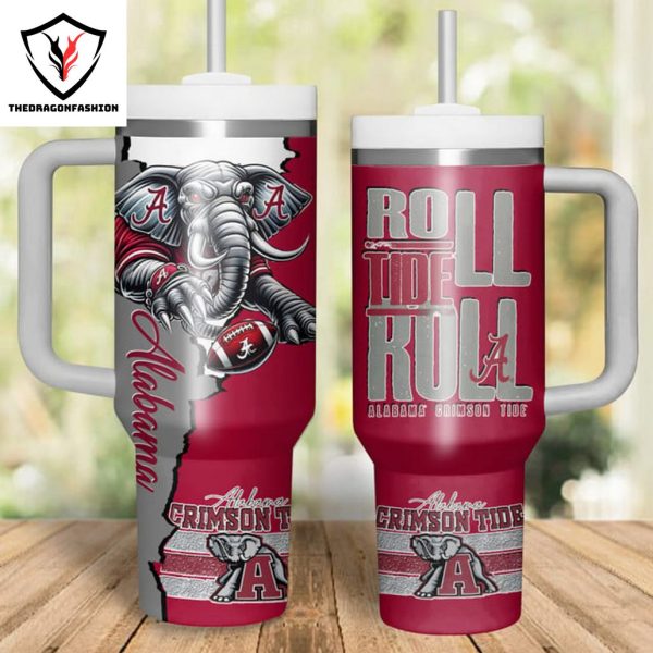 Roll Tide Roll Alabama Crimson Tide Tumbler With Handle And Straw