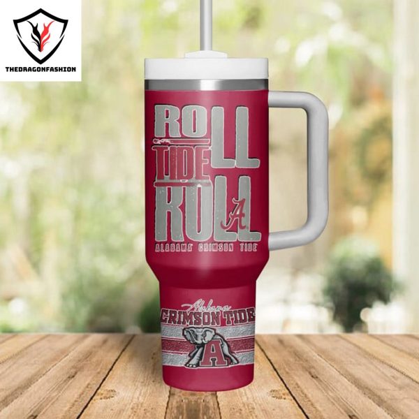 Roll Tide Roll Alabama Crimson Tide Tumbler With Handle And Straw