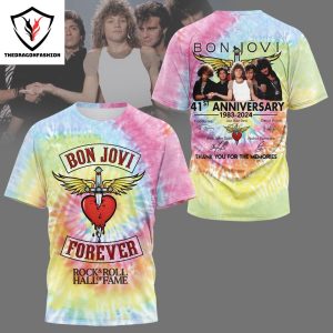 Bon Jovi Forever Rock & Roll Hall Of Fame 41st Anniversary 1983-2024 Signature Thank You For The Memories 3D T-Shirt