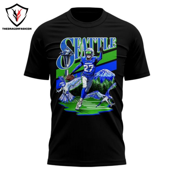 Seattle Seahawks Tariq Woolen 27 3D T-Shirt – Black