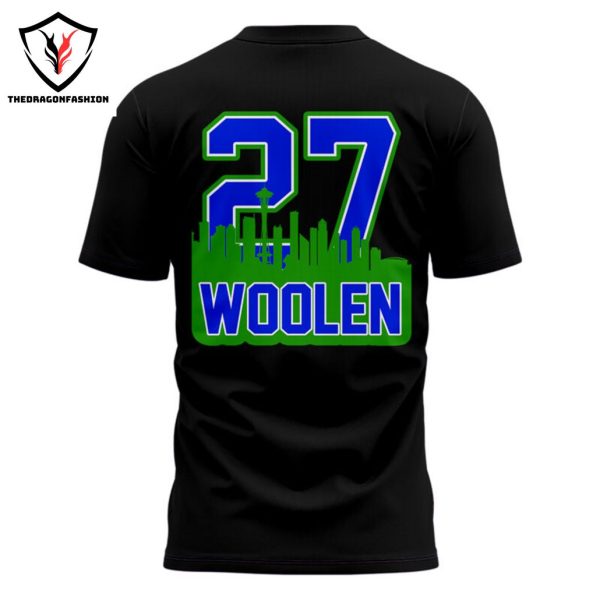 Seattle Seahawks Tariq Woolen 27 3D T-Shirt – Black