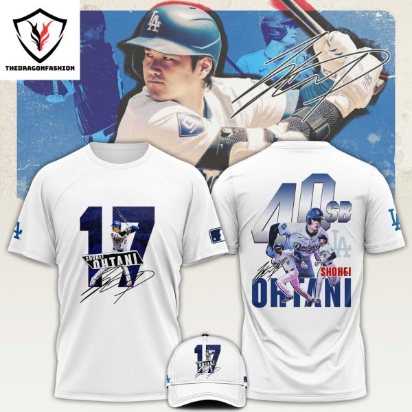 Shohei Ohtani Los Angeles Dodgers 40-HR 40-SB Signature 3D T-Shirt