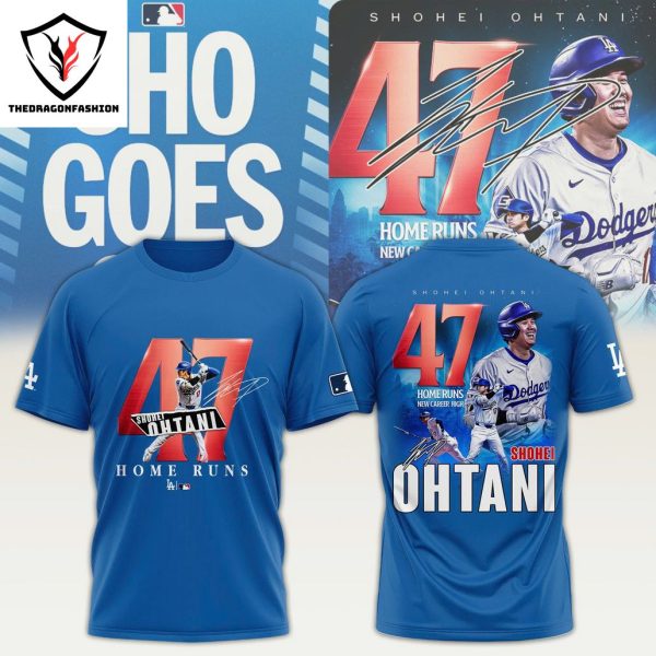 Shohei Ohtani Los Angeles Dodgers Home Run Signature 3D T-Shirt