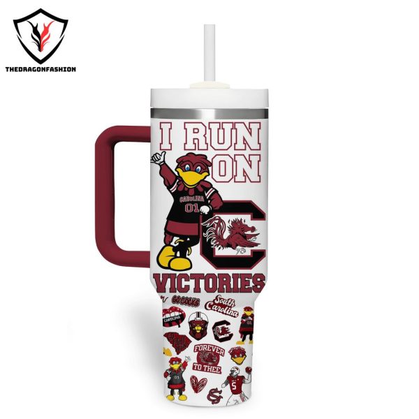 South Carolina Gamecocks I Run On Victories Tumbler With Handle And Straw