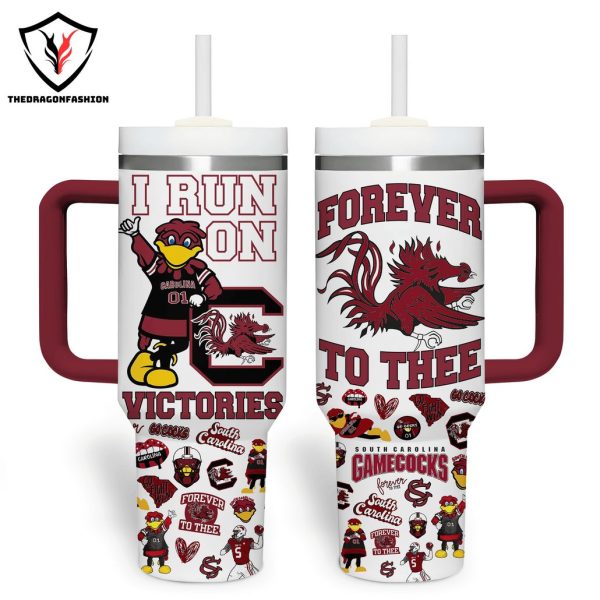 South Carolina Gamecocks I Run On Victories Tumbler With Handle And Straw