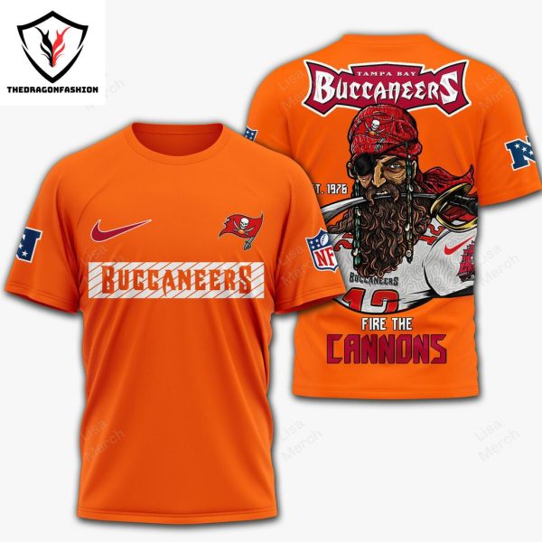 Tampa Bay Buccaneers Fire The Cannons 3D T-Shirt – Orange