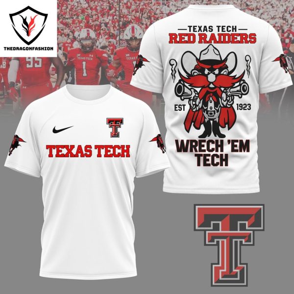 Texas Tech Red Raiders Wrech Em Tech 3D T-Shirt – White